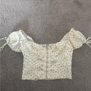 Princess Polly White Floral Puff Sleeve Top